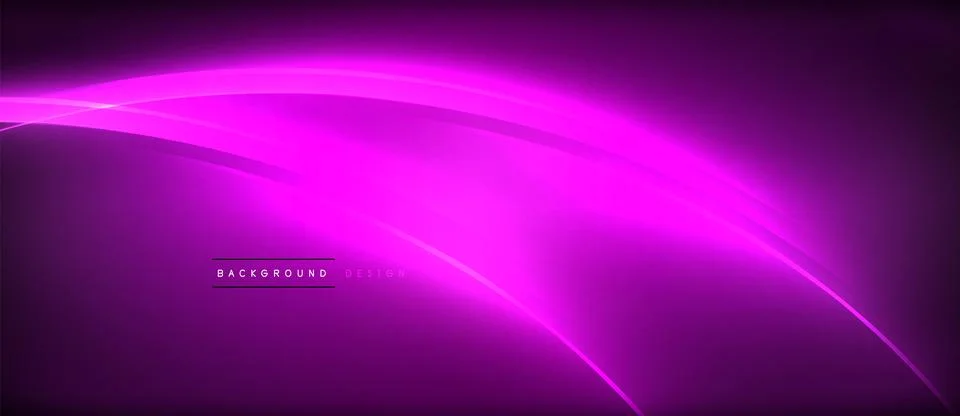 Neon glowing circle rays, light round lines in the dark, planet style neon wave Stock Illustration
