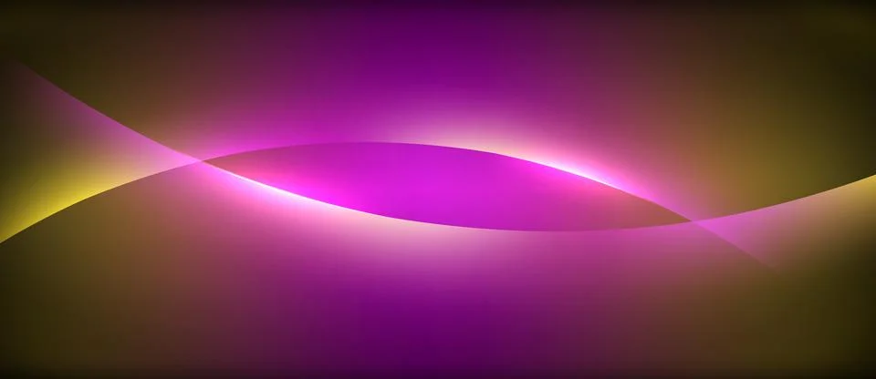 Neon glowing circle rays, light round lines in the dark, planet style neon wave Illustrazione stock