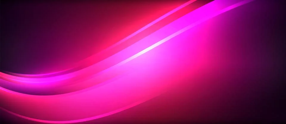 Neon glowing circle rays, light round lines in the dark, planet style neon wave Stock Illustration