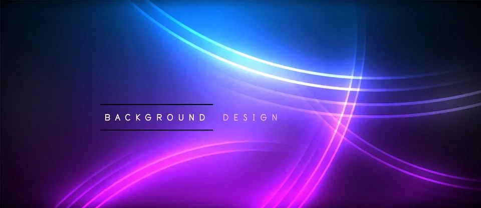Neon glowing circle rays, light round lines in the dark, planet style neon wave Illustrazione stock