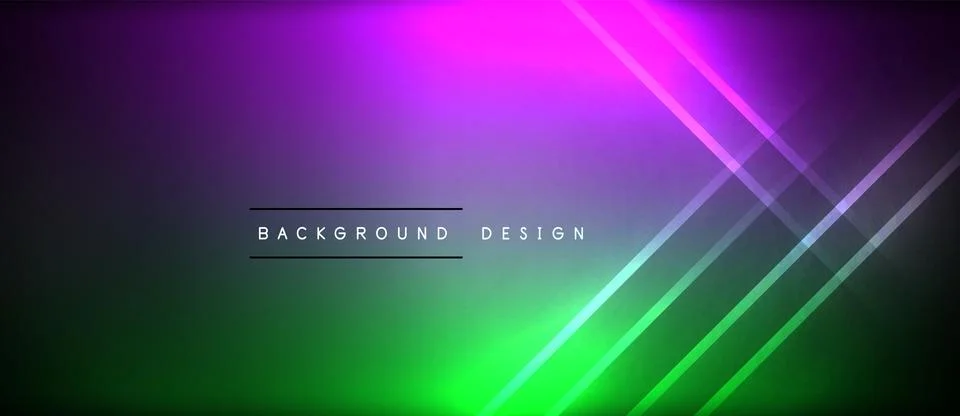 Neon glowing circle rays, light round lines in the dark, planet style neon wave Stock Illustration