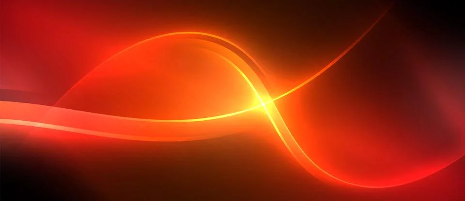 Neon glowing circle rays, light round lines in the dark, planet style neon wave Illustrazione stock