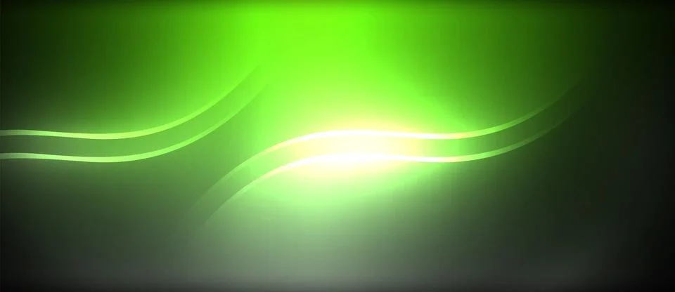 Neon glowing circle rays, light round lines in the dark, planet style neon wave Stock Illustration