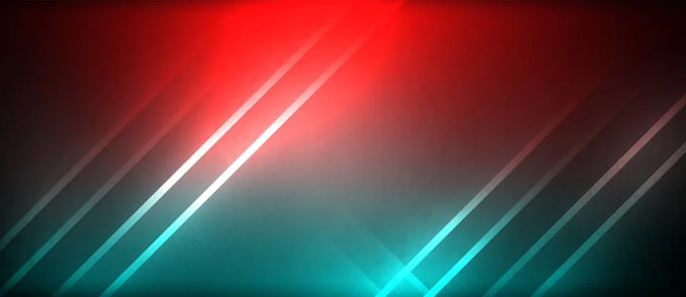 Neon glowing circle rays, light round lines in the dark, planet style neon wave Stock Illustration