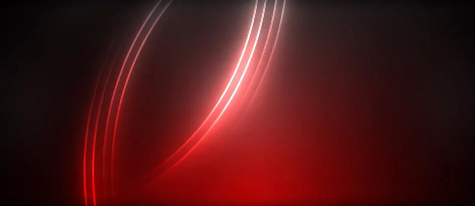 Neon glowing circle rays, light round lines in the dark, planet style neon wave Illustrazione stock