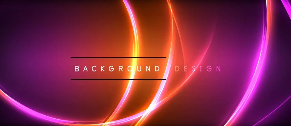 Neon glowing circle rays, light round lines in the dark, planet style neon wave Illustrazione stock