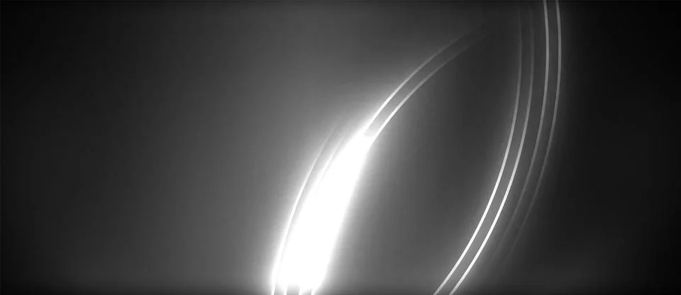 Neon glowing circle rays, light round lines in the dark, planet style neon wave Stock Illustration