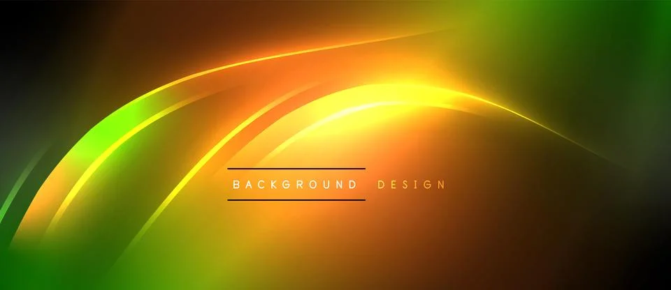 Neon glowing circle rays, light round lines in the dark, planet style neon wave Stock Illustration