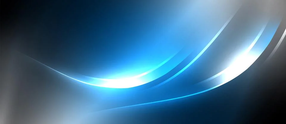 Neon glowing circle rays, light round lines in the dark, planet style neon wave Stock Illustration