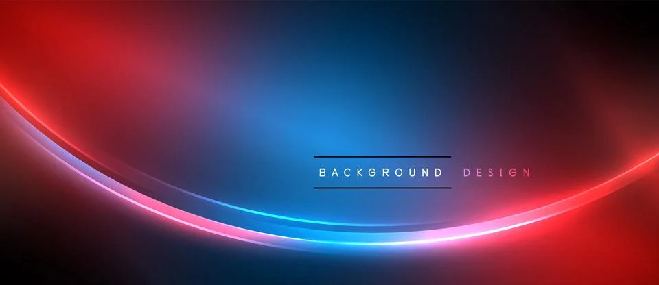 Neon glowing circle rays, light round lines in the dark, planet style neon wave Stock Illustration