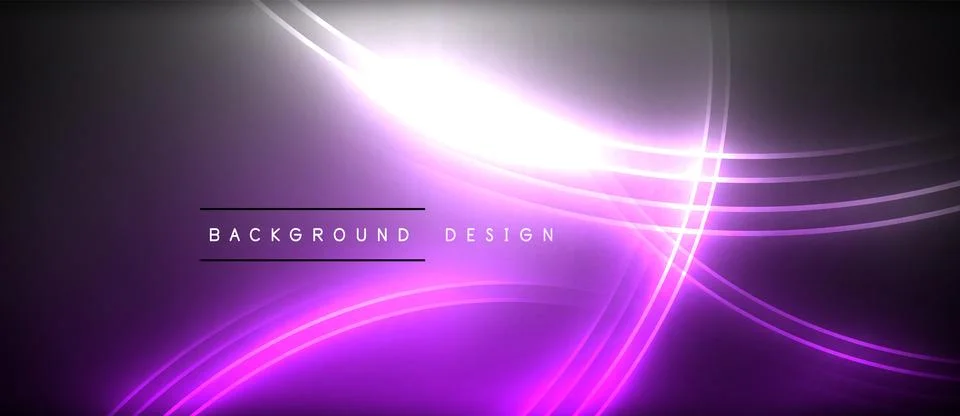 Neon glowing circle rays, light round lines in the dark, planet style neon wave Illustrazione stock