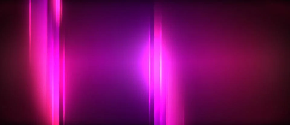 Neon glowing circle rays, light round lines in the dark, planet style neon wave Stock Illustration