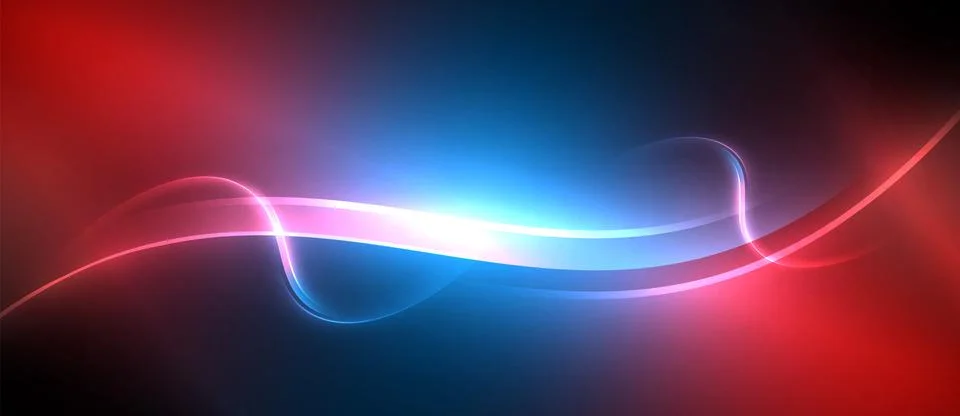 Neon glowing circle rays, light round lines in the dark, planet style neon wave Illustrazione stock