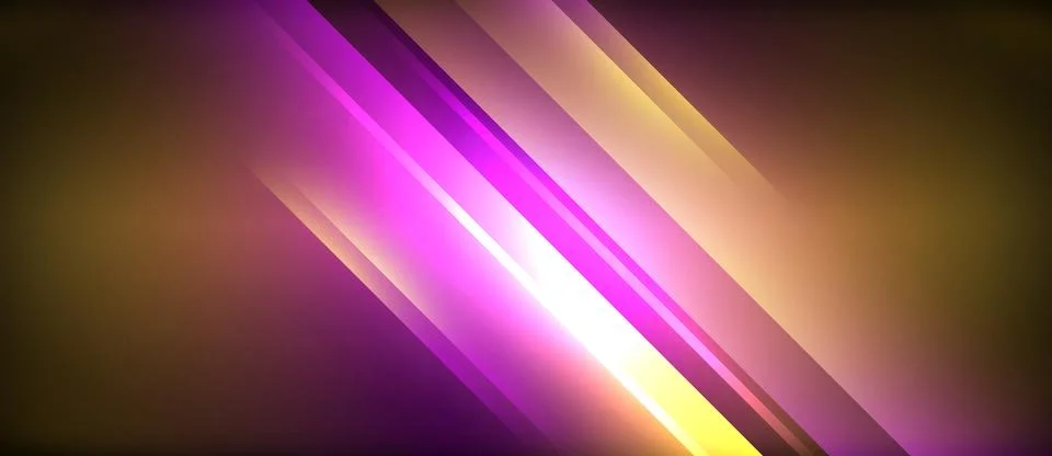Neon glowing circle rays, light round lines in the dark, planet style neon wave Stock Illustration