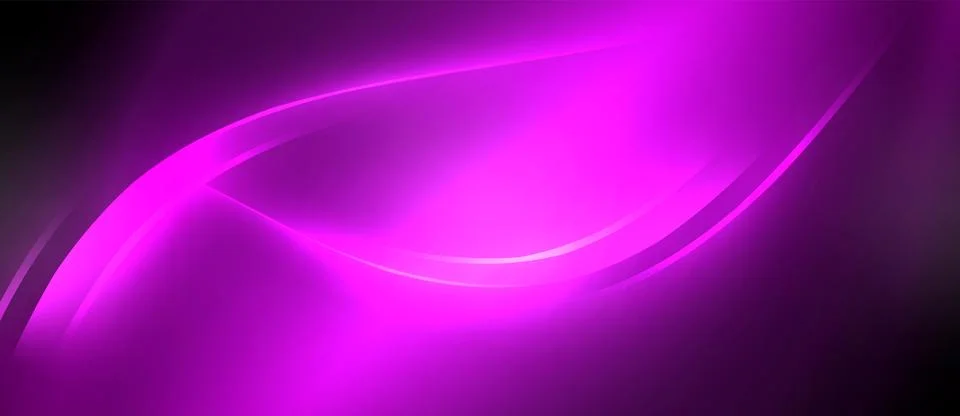 Neon glowing circle rays, light round lines in the dark, planet style neon wave Stock Illustration