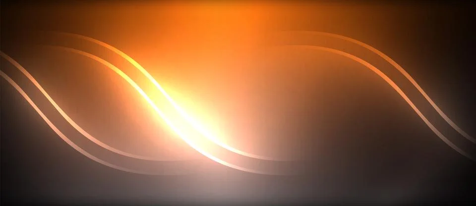 Neon glowing circle rays, light round lines in the dark, planet style neon wave Illustrazione stock