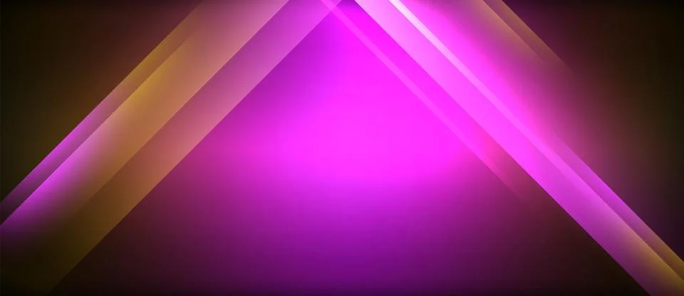 Neon glowing circle rays, light round lines in the dark, planet style neon wave Stock Illustration