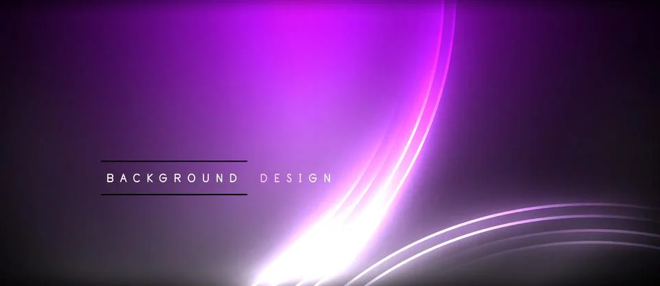 Neon glowing circle rays, light round lines in the dark, planet style neon wave Stock Illustration