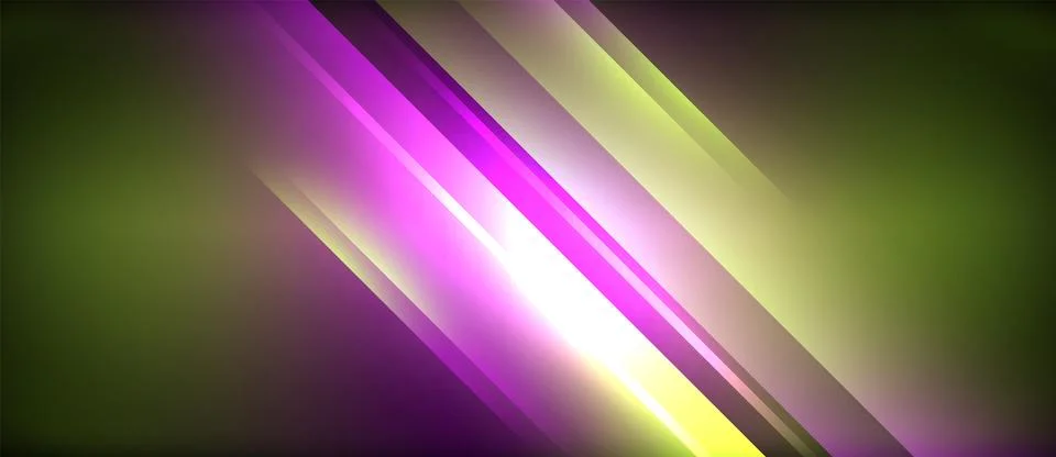 Neon glowing circle rays, light round lines in the dark, planet style neon wave Stock Illustration