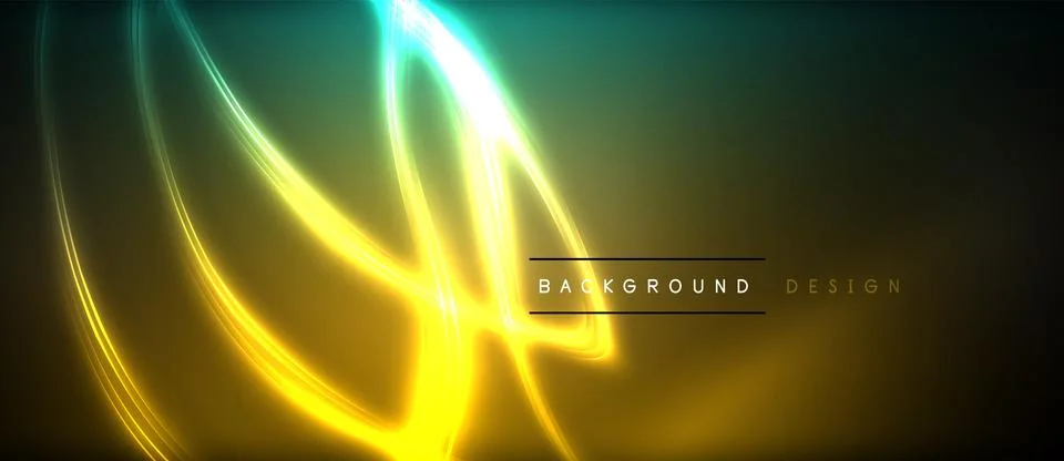 Neon glowing circle rays, light round lines in the dark, planet style neon wave Stock Illustration