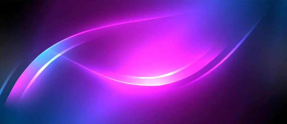 Neon glowing circle rays, light round lines in the dark, planet style neon wave 스톡 일러스트
