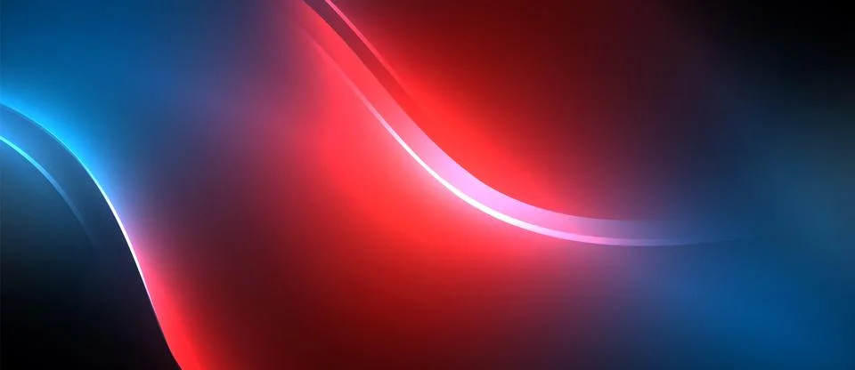 Neon glowing circle rays, light round lines in the dark, planet style neon wave Illustrazione stock
