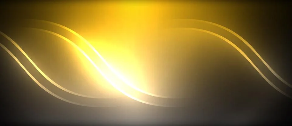 Neon glowing circle rays, light round lines in the dark, planet style neon wave Illustrazione stock