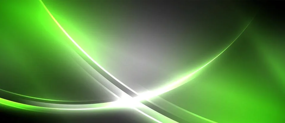 Neon glowing circle rays, light round lines in the dark, planet style neon wave Illustrazione stock