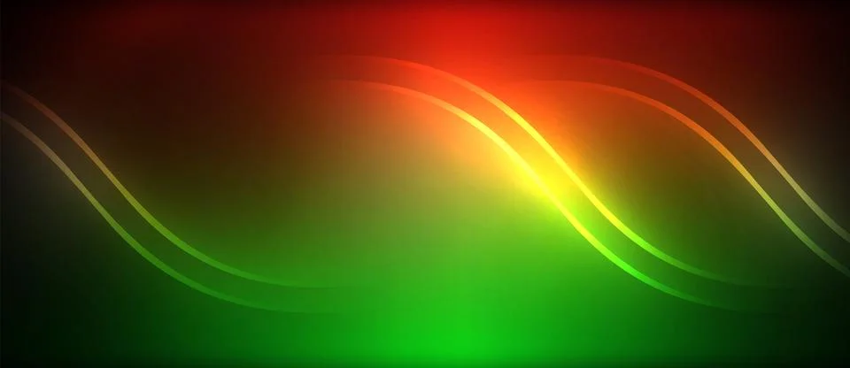 Neon glowing circle rays, light round lines in the dark, planet style neon wave Illustrazione stock