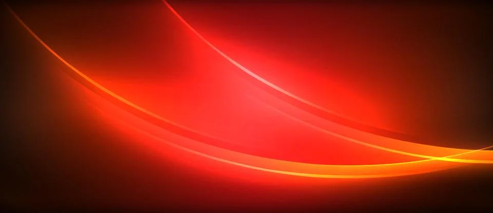 Neon glowing circle rays, light round lines in the dark, planet style neon wave Stock Illustration