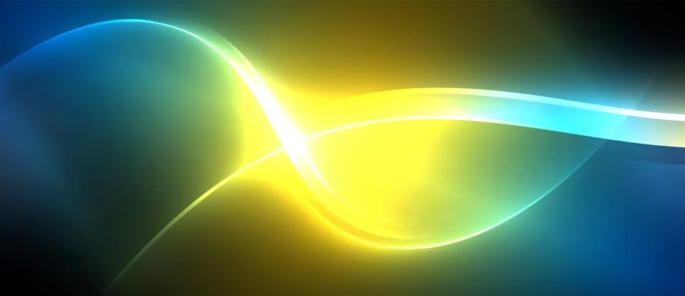 Neon glowing circle rays, light round lines in the dark, planet style neon wave Illustrazione stock