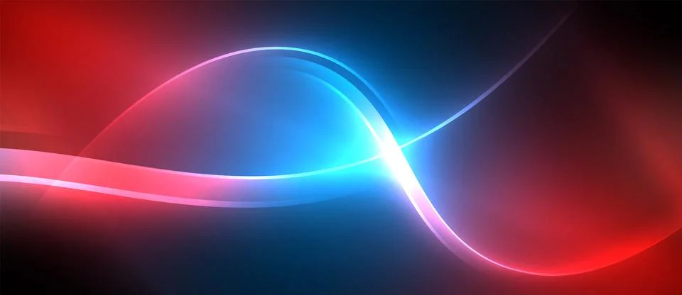 Neon glowing circle rays, light round lines in the dark, planet style neon wave Illustrazione stock