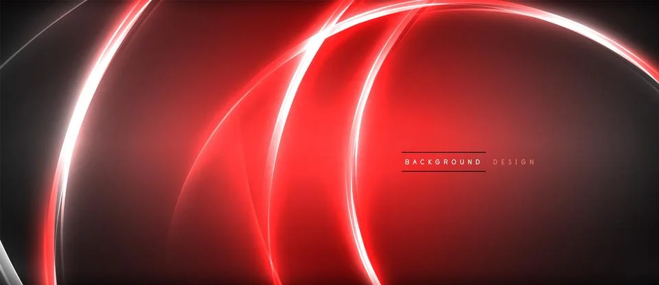 Neon glowing circle rays, light round lines in the dark, planet style neon wave Illustrazione stock