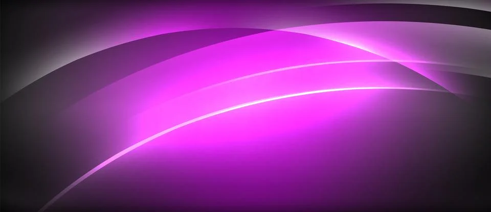 Neon glowing circle rays, light round lines in the dark, planet style neon wave Stock Illustration