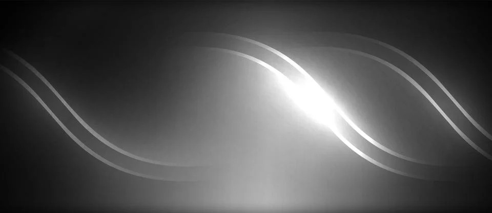 Neon glowing circle rays, light round lines in the dark, planet style neon wave Stock Illustration