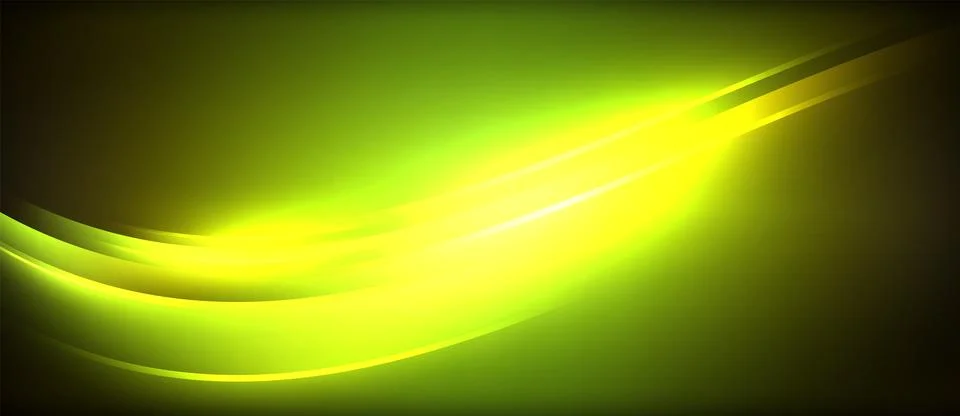 Neon glowing circle rays, light round lines in the dark, planet style neon wave Stock Illustration