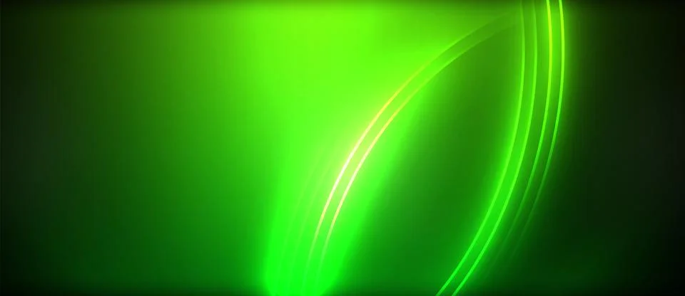 Neon glowing circle rays, light round lines in the dark, planet style neon wave Illustrazione stock