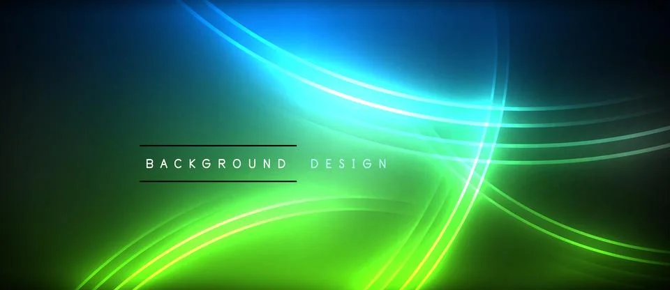 Neon glowing circle rays, light round lines in the dark, planet style neon wave Illustrazione stock