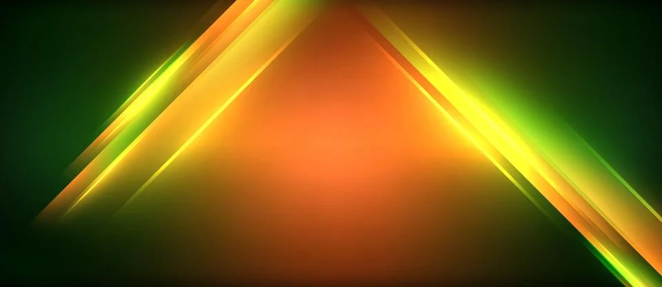 Neon glowing circle rays, light round lines in the dark, planet style neon wave Stock Illustration