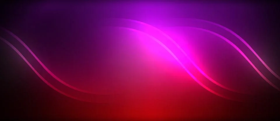 Neon glowing circle rays, light round lines in the dark, planet style neon wave Illustrazione stock