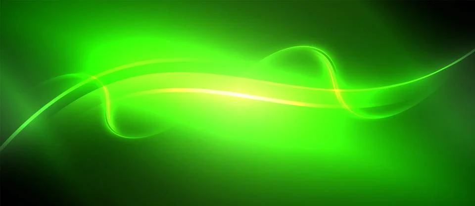 Neon glowing circle rays, light round lines in the dark, planet style neon wave Stock Illustration