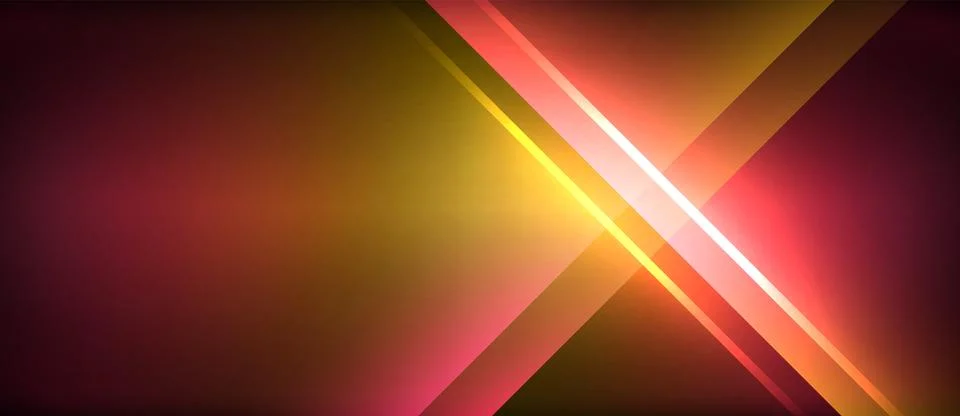 Neon glowing circle rays, light round lines in the dark, planet style neon wave Stock Illustration