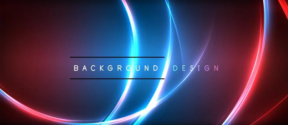 Neon glowing circle rays, light round lines in the dark, planet style neon wave Stock Illustration