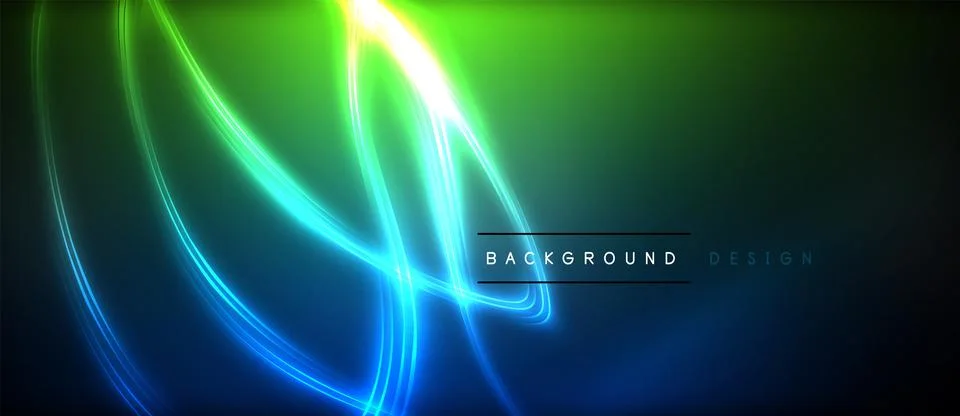 Neon glowing circle rays, light round lines in the dark, planet style neon wave Stock Illustration