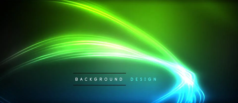 Neon glowing circle rays, light round lines in the dark, planet style neon wave Illustrazione stock