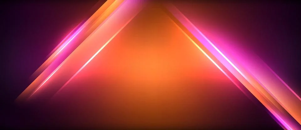 Neon glowing circle rays, light round lines in the dark, planet style neon wave Stock Illustration