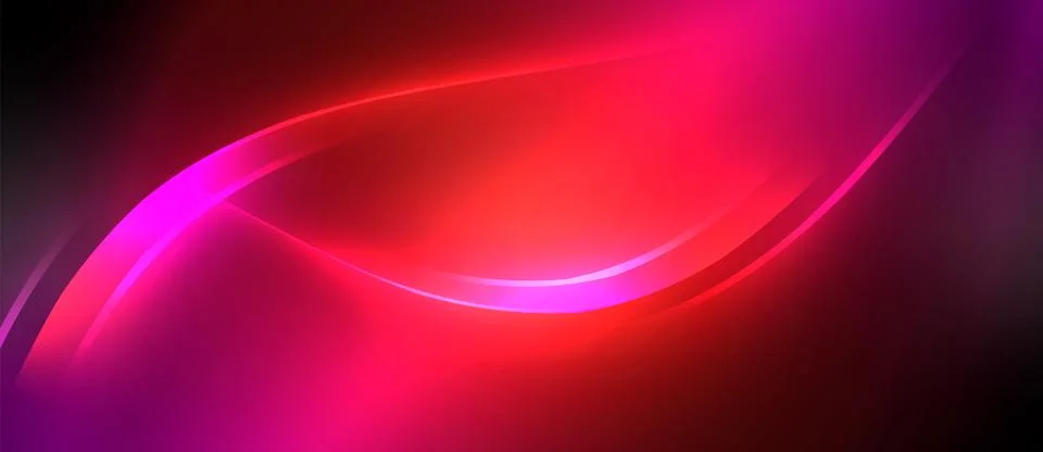 Neon glowing circle rays, light round lines in the dark, planet style neon wave Illustrazione stock