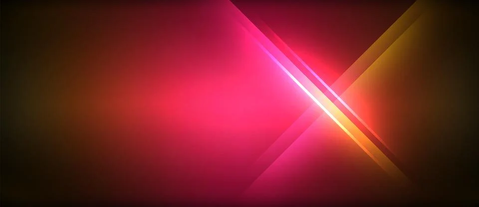 Neon glowing circle rays, light round lines in the dark, planet style neon wave Stock Illustration