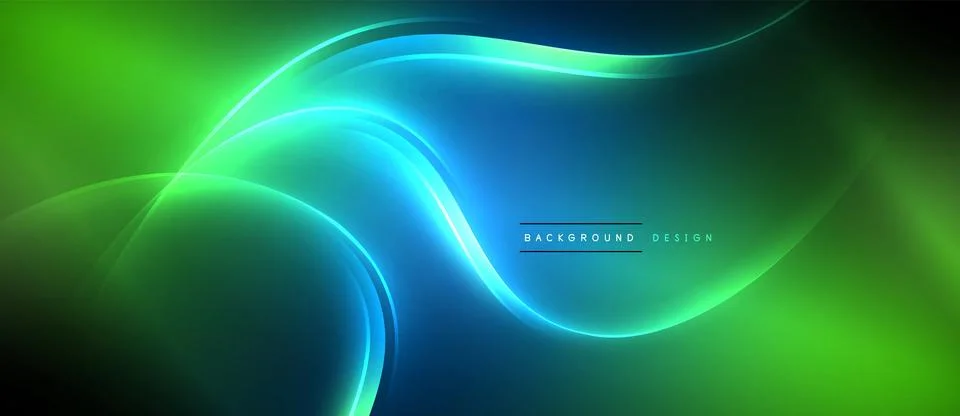 Neon glowing circle rays, light round lines in the dark, planet style neon wave Illustrazione stock