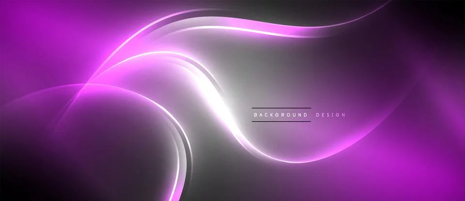 Neon glowing circle rays, light round lines in the dark, planet style neon wave Stock Illustration